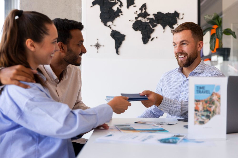 Registered migration agent assisting clients with an Australian visa application