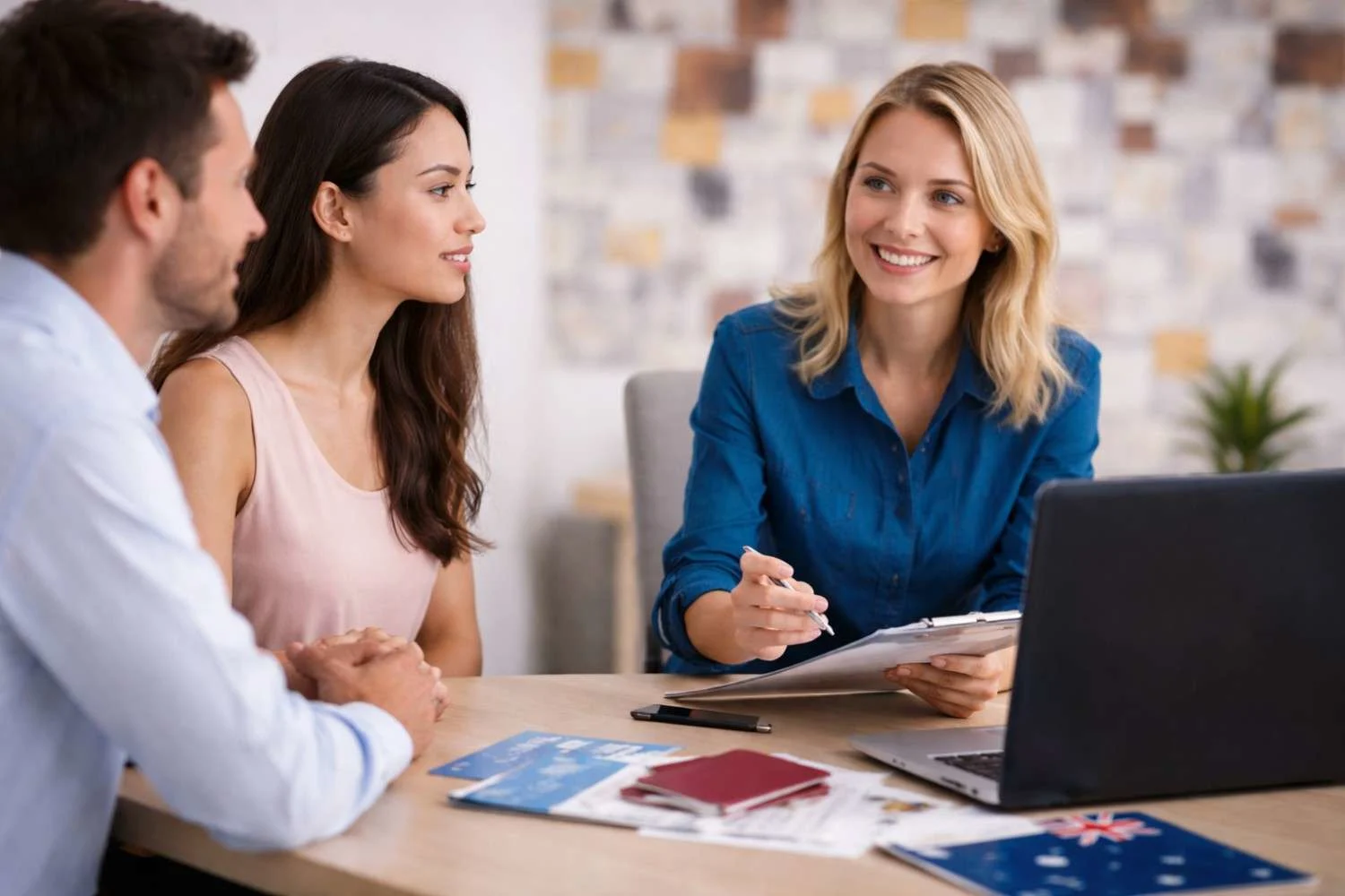 Consultant explaining Subclass 482 Skills in Demand visa eligibility to applicants